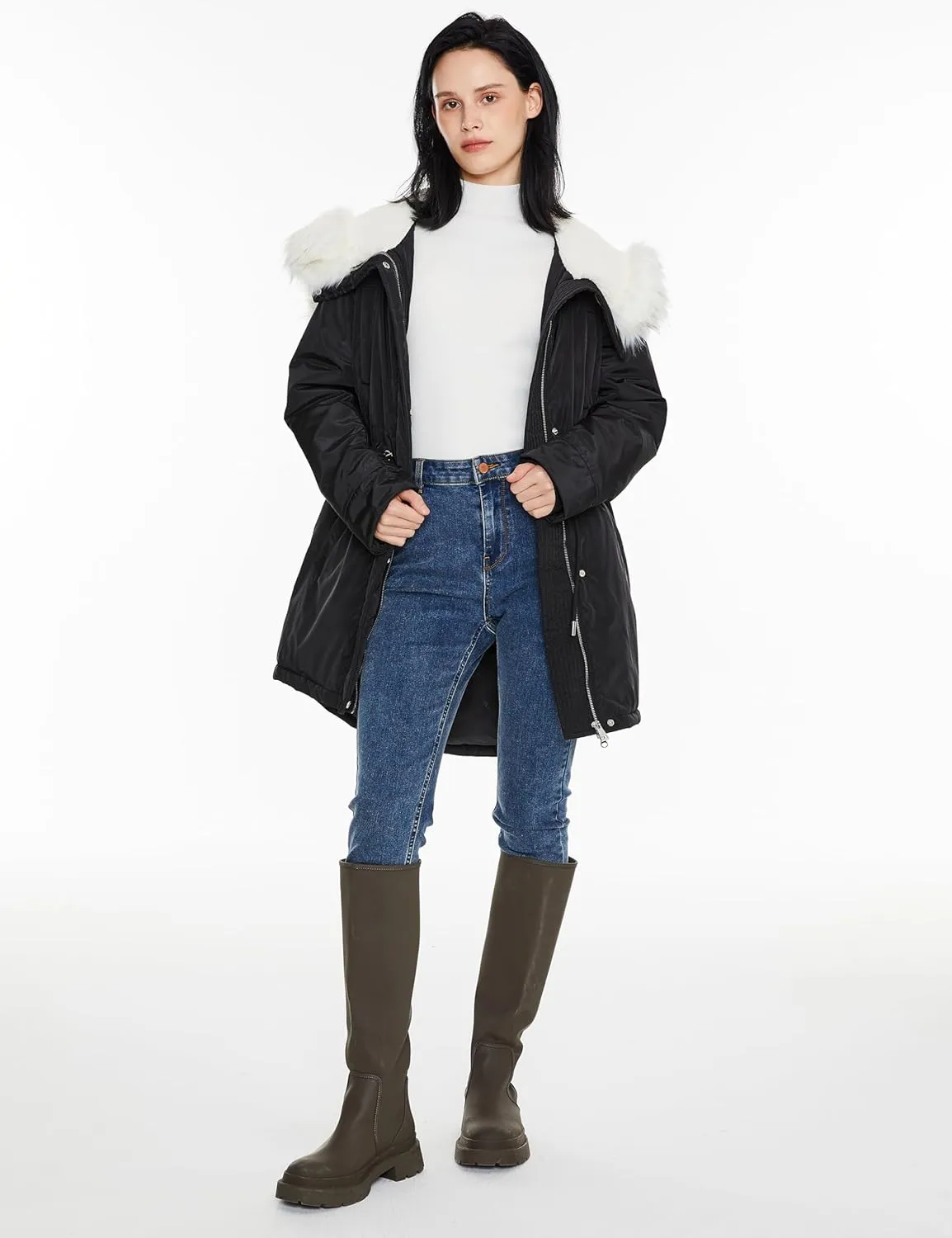 Orolay Women's Long Winter Parka - Fleece Lined Hooded Jacket Warm Coat with Pockets
