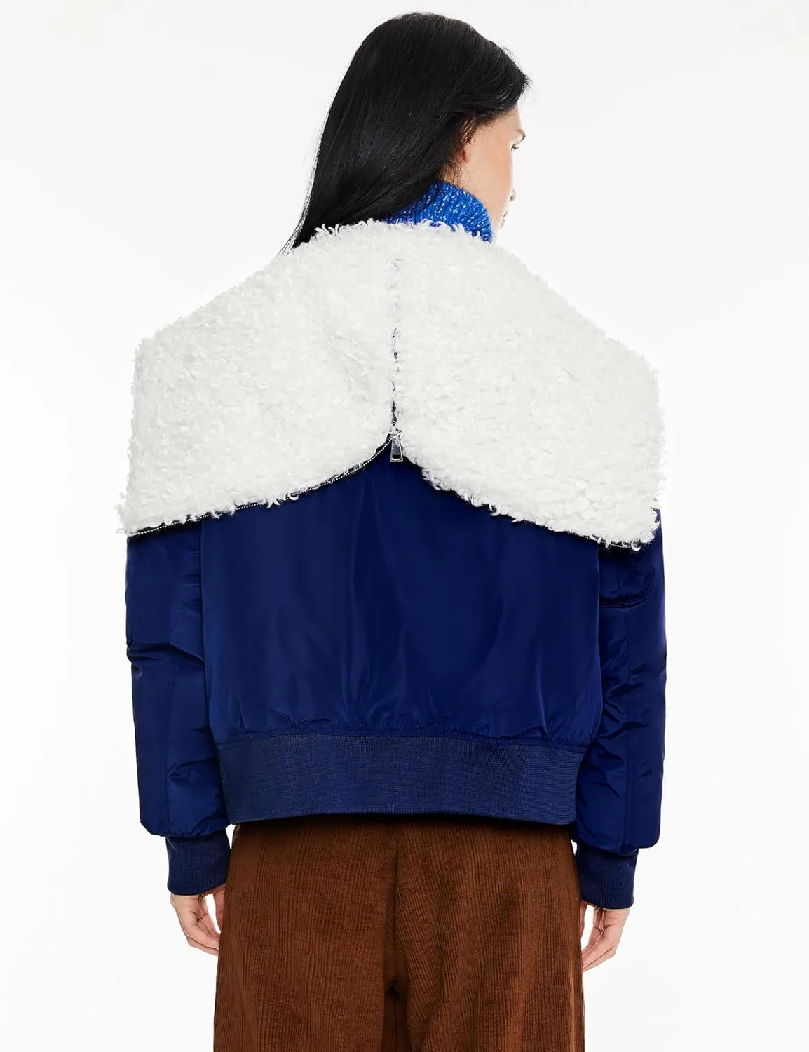 Orolay Women's Winter Bomber Jacket - Fleece Lined Hooded Parka Cropped Warm Coat