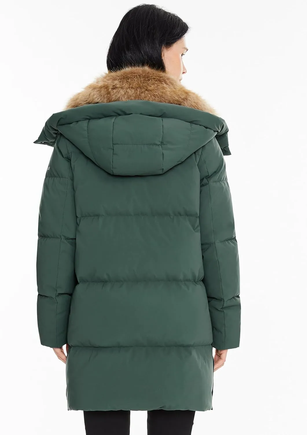 Orolay Women's Winter Thicken Puffer Jacket with Removable Faux Fur Hood Mid-Length Down Coat