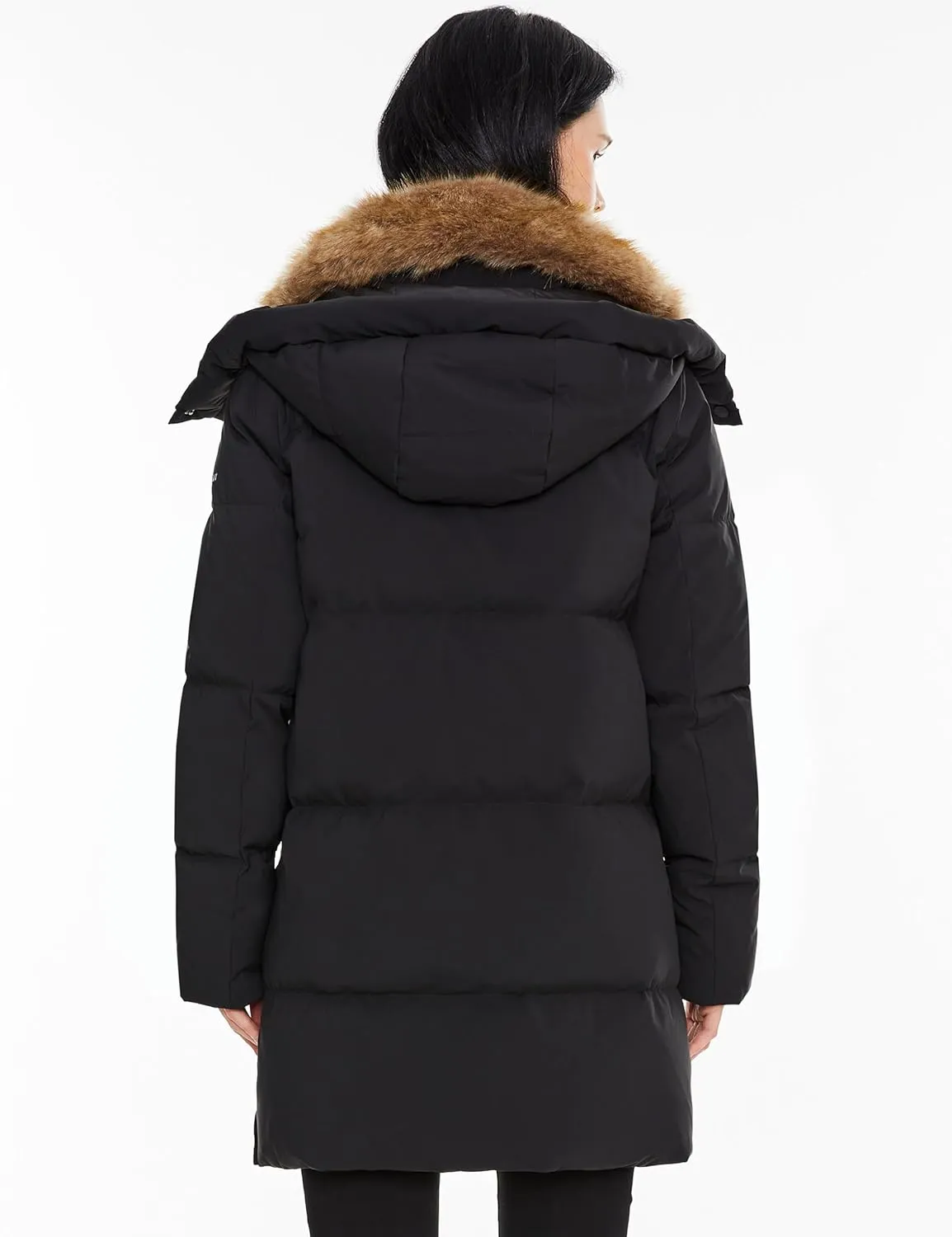 Orolay Women's Winter Thicken Puffer Jacket with Removable Faux Fur Hood Mid-Length Down Coat