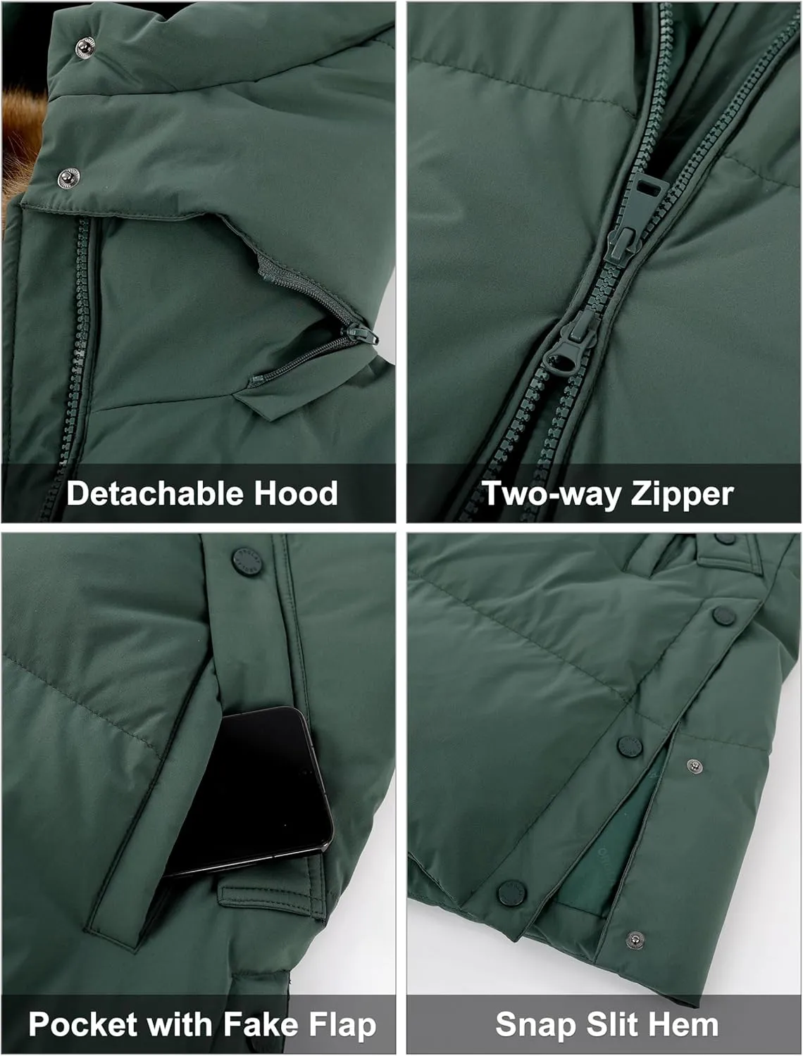 Orolay Women's Winter Thicken Puffer Jacket with Removable Faux Fur Hood Mid-Length Down Coat