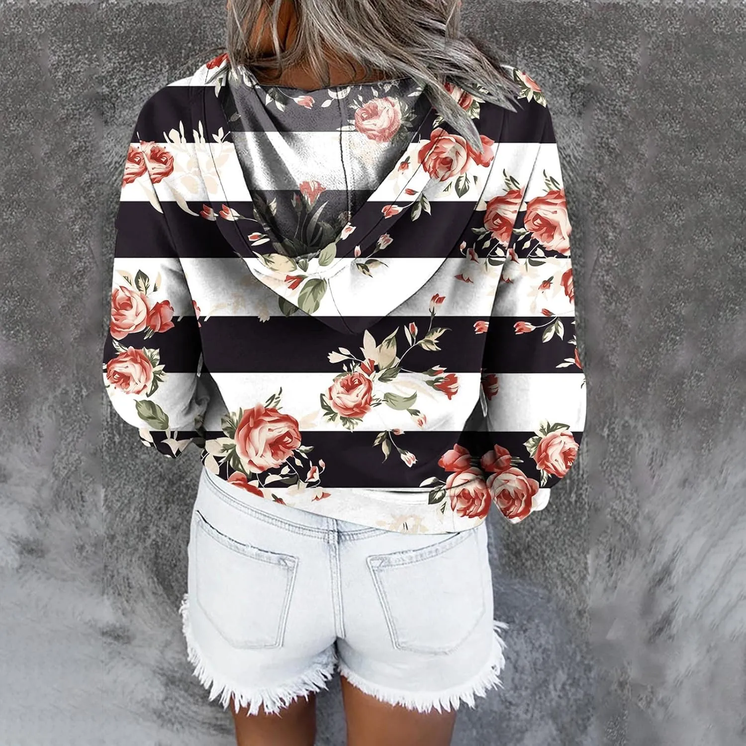 Oversized Hoodies for Women Fall Fashion Button Down Loose Fit Sweatshirt Long Sleeve Cute Drawstring Workout Hoodie