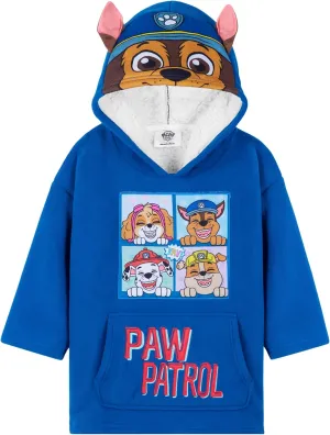 Paw Patrol Fleece Blanket Hoodie for Kids - One Size 3-6 Years Kids Oversized Hoodie Sherpa-Lined - Gifts for Boys Blue