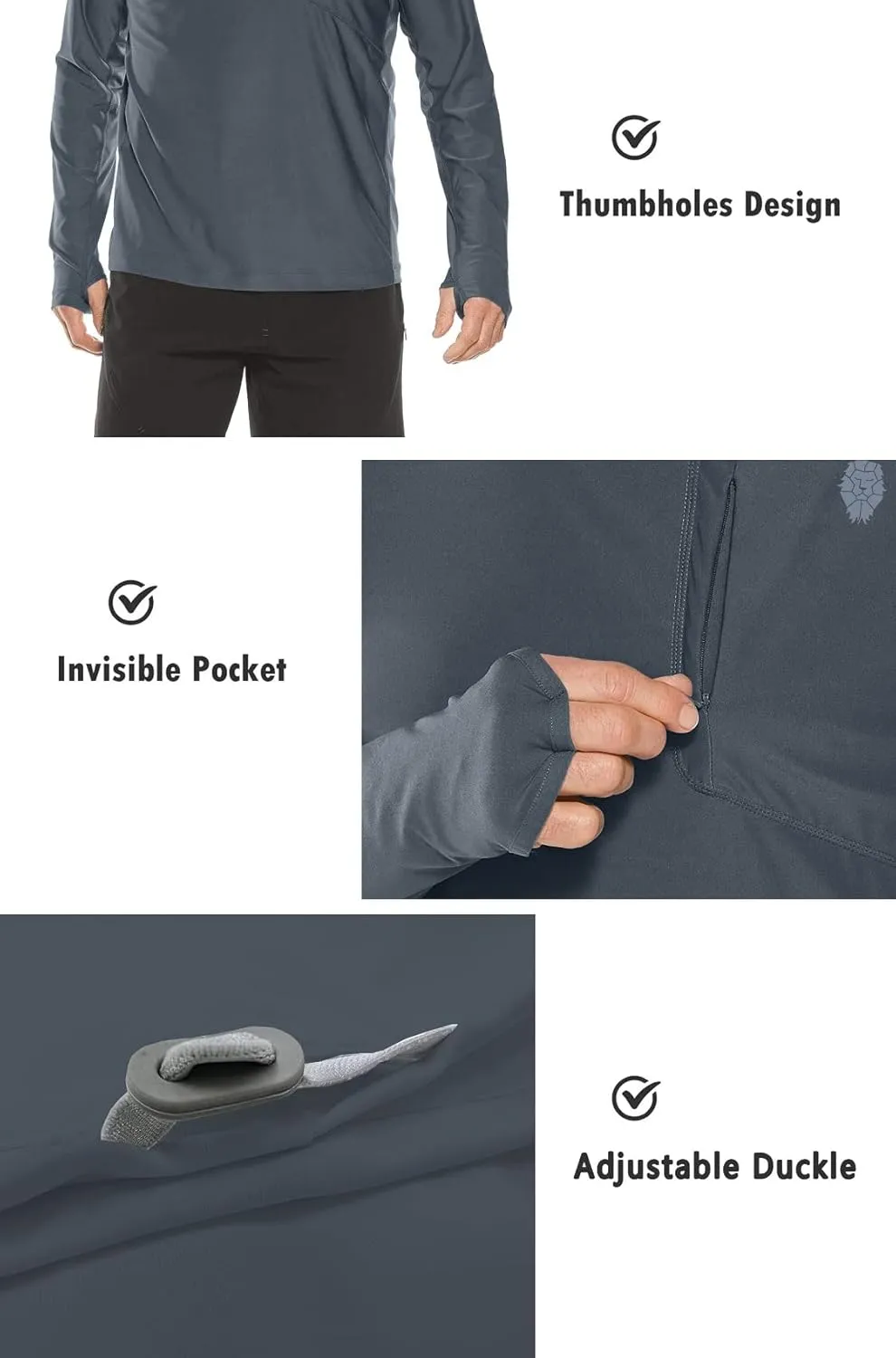 PIQIDIG Men's Sun Protection Hoodie Shirts UPF 50  Long Sleeve Rash Guard Performance Athletic Running Hiking T-Shirt