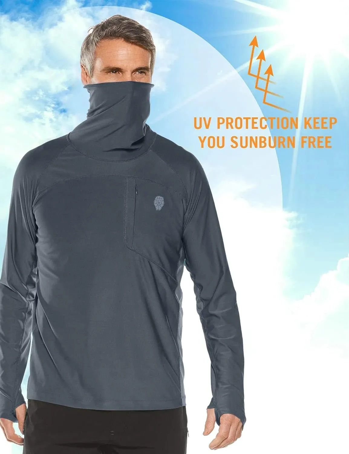 PIQIDIG Men's Sun Protection Hoodie Shirts UPF 50  Long Sleeve Rash Guard Performance Athletic Running Hiking T-Shirt