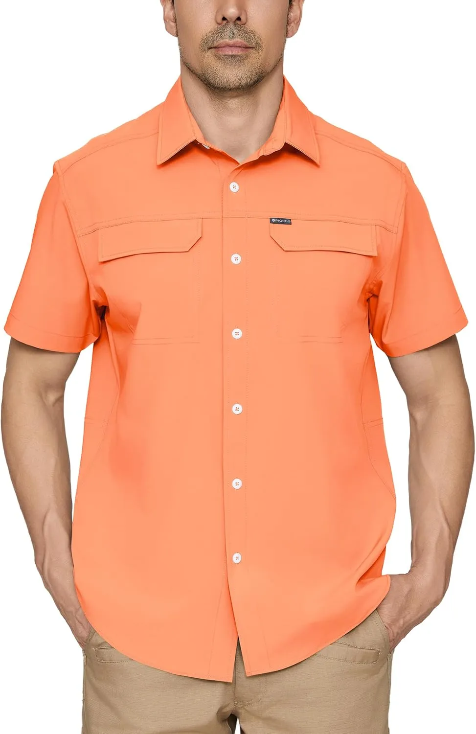 PIQIDIG Men's UPF 50  Sun Protection Shirt Short Sleeve Hiking Fishing Shirt Quick Dry for Safari Travel Button Down Shirts