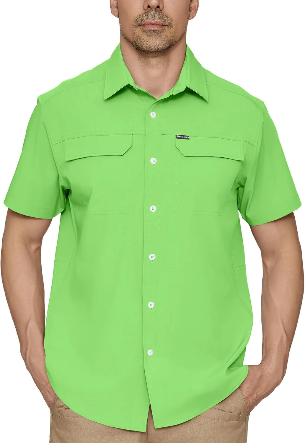 PIQIDIG Men's UPF 50  Sun Protection Shirt Short Sleeve Hiking Fishing Shirt Quick Dry for Safari Travel Button Down Shirts