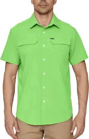 PIQIDIG Men's UPF 50  Sun Protection Shirt Short Sleeve Hiking Fishing Shirt Quick Dry for Safari Travel Button Down Shirts