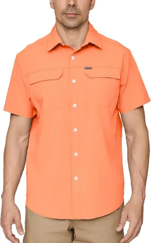 PIQIDIG Men's UPF 50  Sun Protection Shirt Short Sleeve Hiking Fishing Shirt Quick Dry for Safari Travel Button Down Shirts
