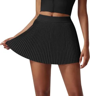 Pleated Tennis Skirt for Women High Waisted Athletic Skirts with Shorts Pockets 2 in 1 Golf Workout Skort Skirts