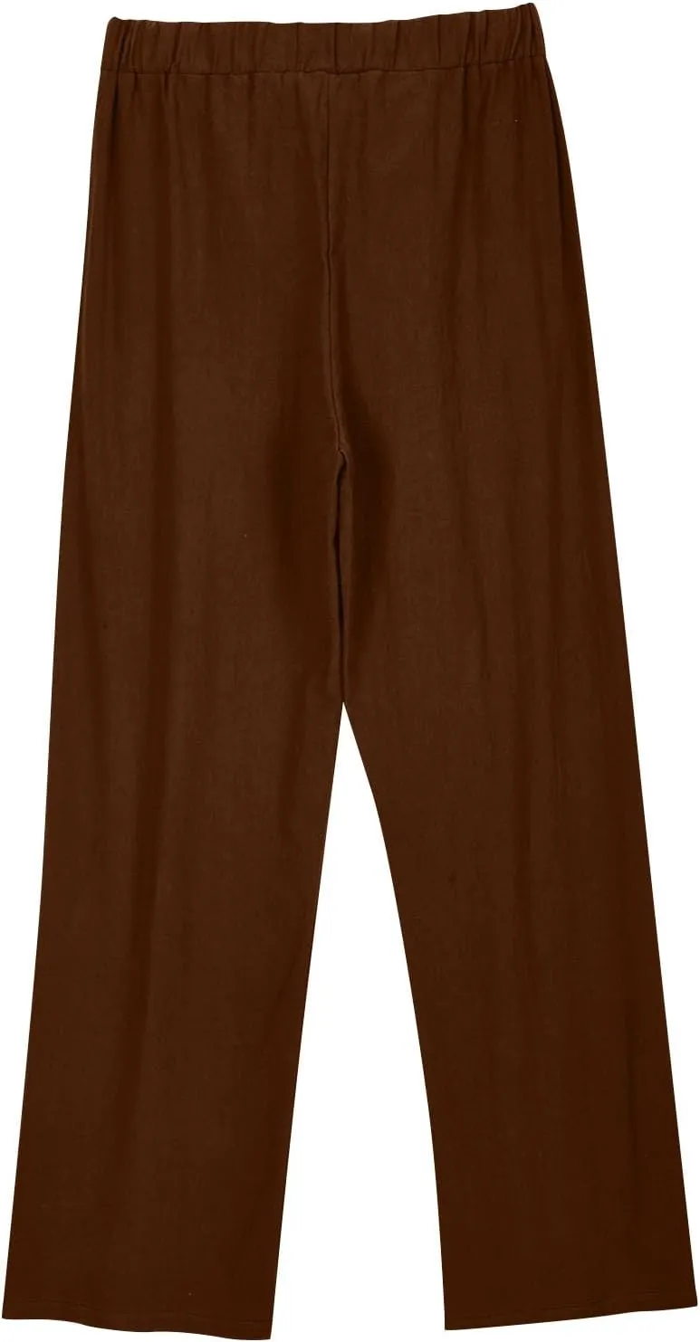 Plus Size Paperbag Pants for Women Trendy Cotton Linen Wide Leg Pants Summer Vacation Boho Comfy Trousers