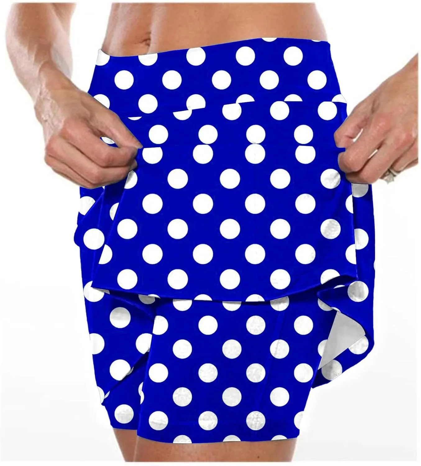 Polka Dots Skorts for Women Plus Size Tummy Control Hight Waisted Tennis Skirts Workout Yoga Shorts with Pockets