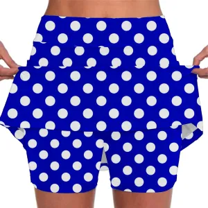Polka Dots Skorts for Women Plus Size Tummy Control Hight Waisted Tennis Skirts Workout Yoga Shorts with Pockets