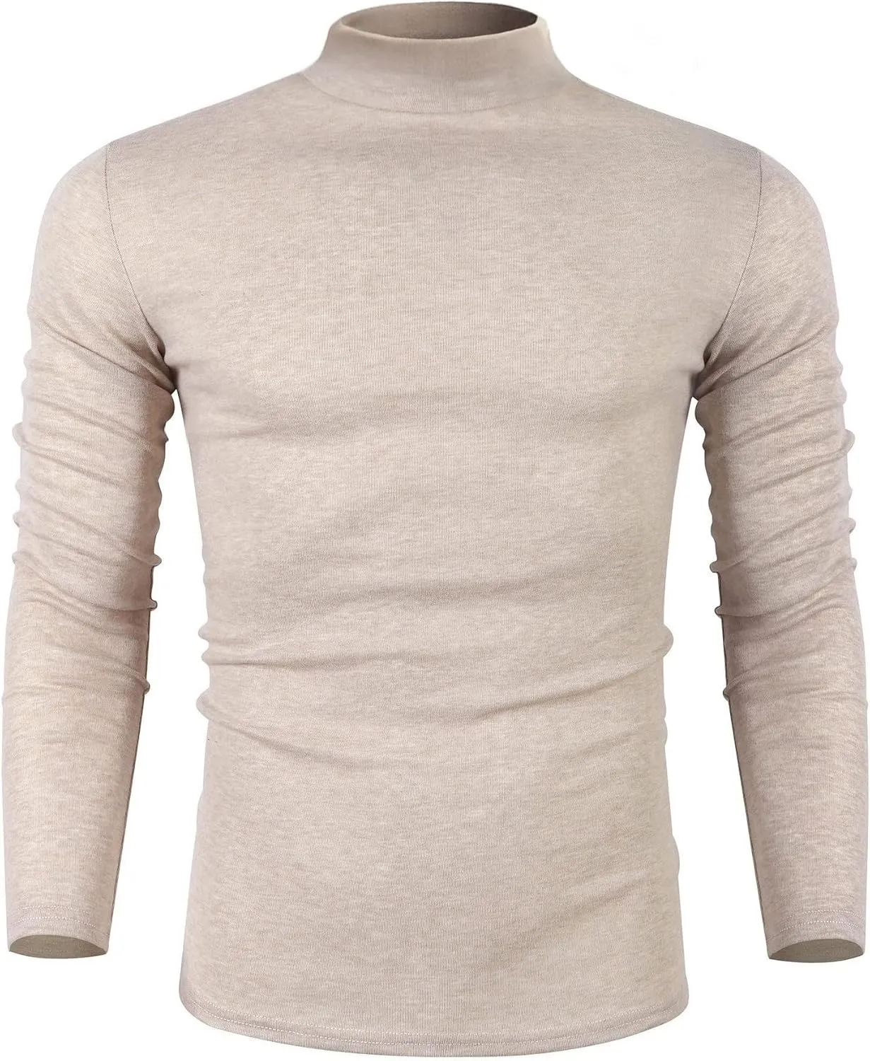 Poriff Men's Casual Mock Neck Tops Long Sleeve Slim Fit Turtleneck Pullover Sweaters
