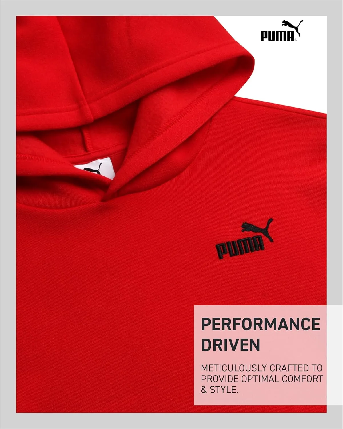 PUMA Boys' Hoodie - Fleece Pullover Basic Athletic Performance Small Chest Logo Sweatshirt for Boys (Sizes: 8-20)
