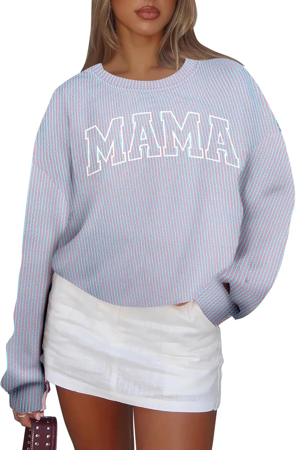 QLIPIN Mama Sweatshirt Women Mom Life T Shirt Mommy Mom Crewneck Pullover Tops Casual Mama Letter Print Long Sleeve Shirt