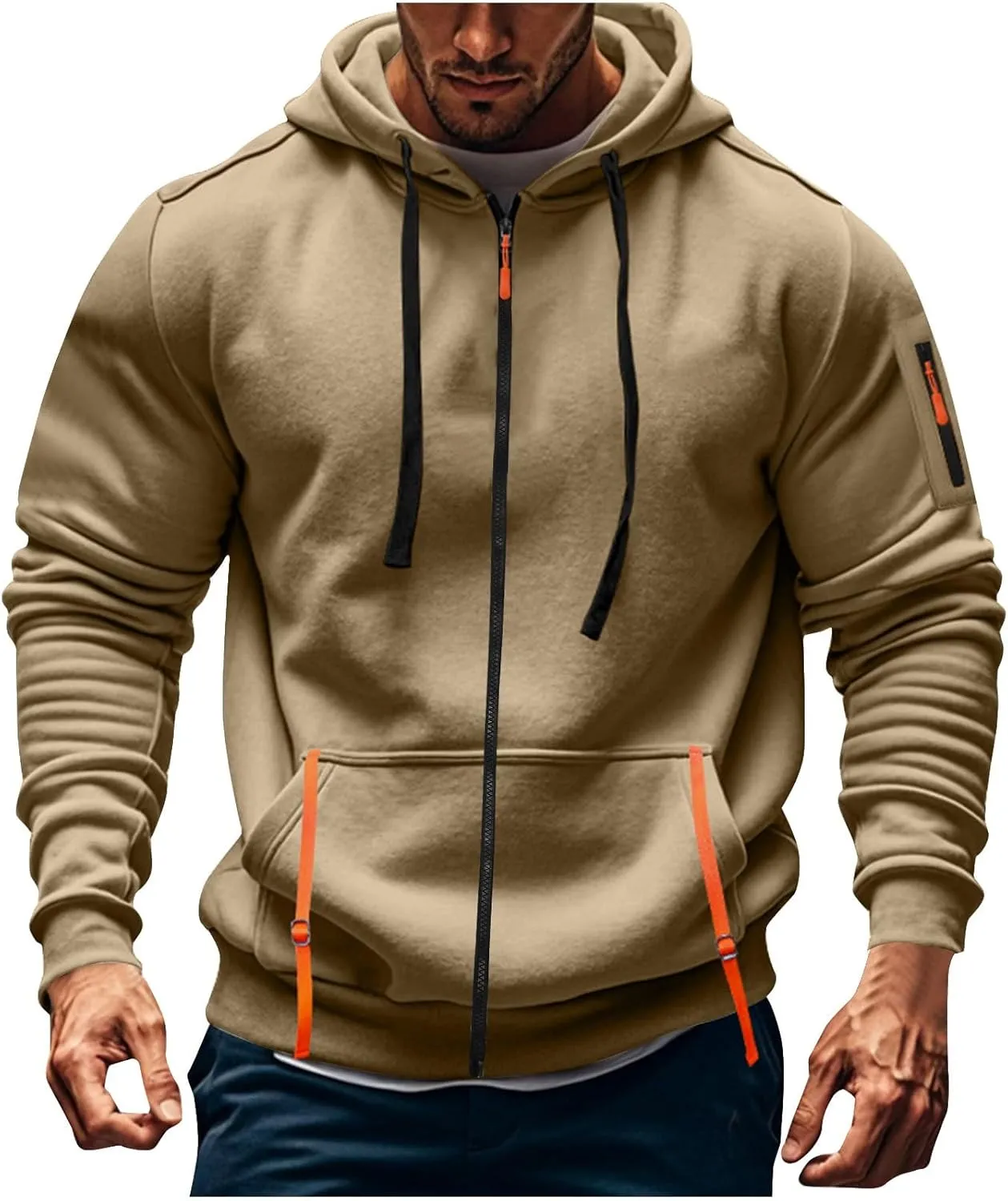 RTTUIOP Hoodies For Men Full Zip/Half Zip Hoodie Tactical Sweatshirt Vintage Long Sleeve Casual Fashion Hoodie