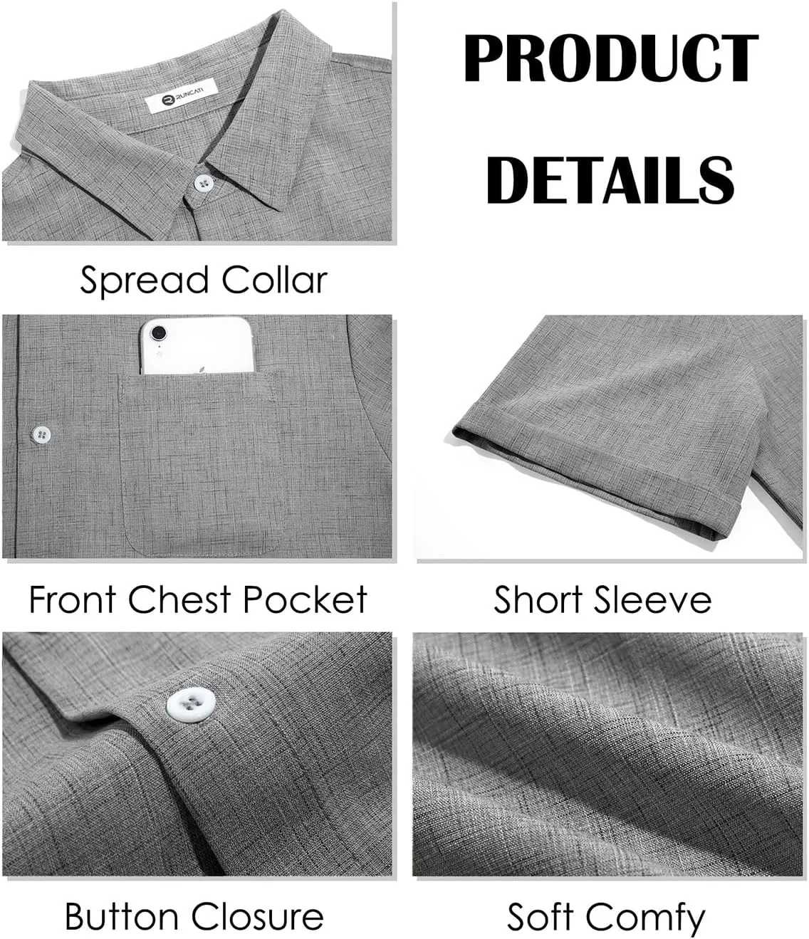 Runcati Mens Button Down Linen Shirt Short Sleeve Casual Summer Beach Wedding Tops