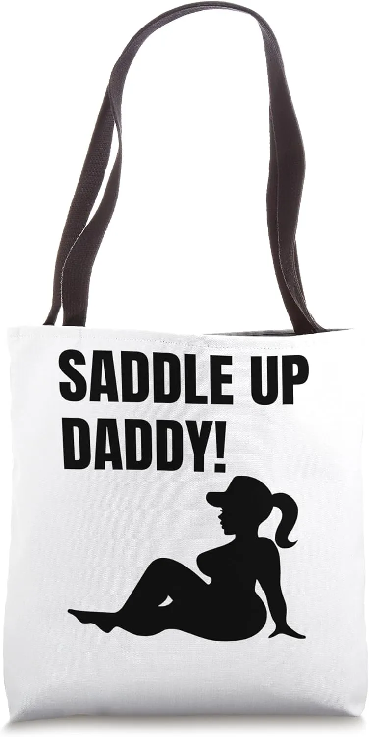 Saddle Up Daddy Ebony Queen Black Sexy Outfit Naughty Women Tote Bag