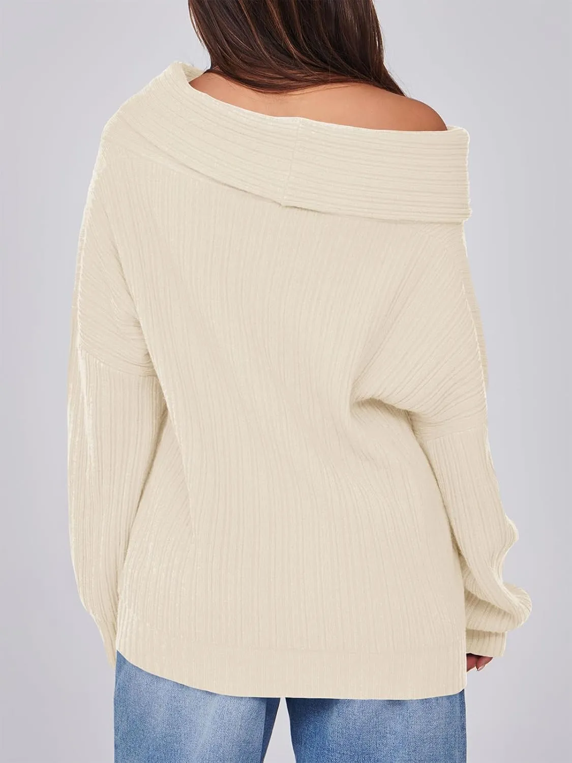 Saodimallsu Womens Off The Shoulder Sweater Top Oversized 2024 Fall Batwing Boat Neck Knit Sexy Casual Pullover