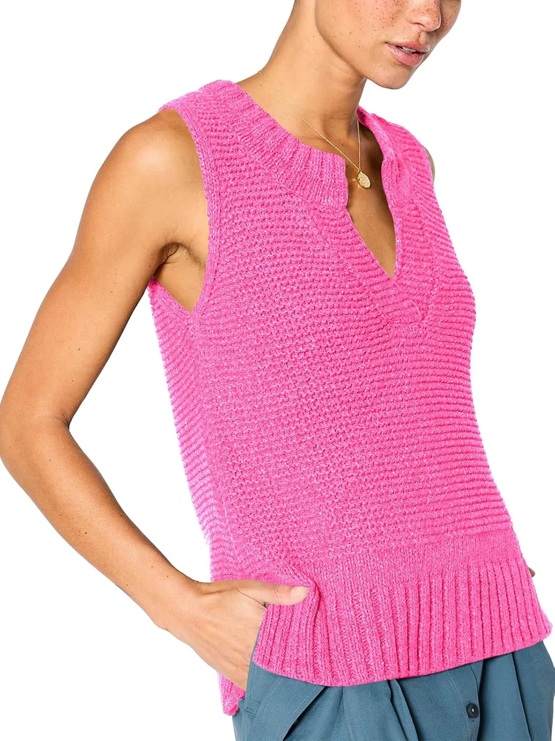 Saodimallsu Womens Sleeveless Sweater Vest Lightweight V Neck Spring Sweater Tank Tops Casual Knit Tunic Cami Shirts