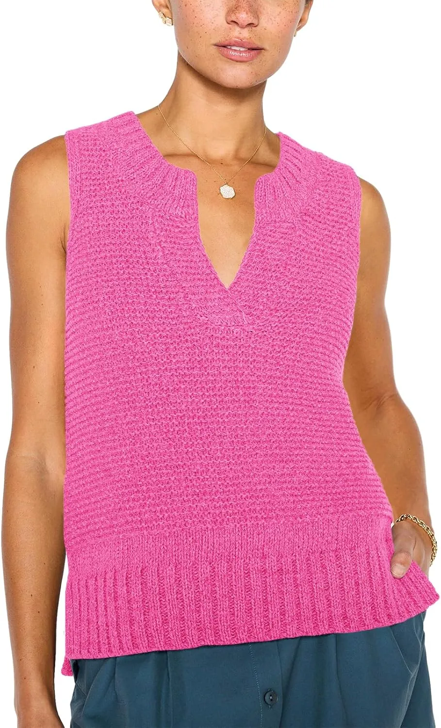 Saodimallsu Womens Sleeveless Sweater Vest Lightweight V Neck Spring Sweater Tank Tops Casual Knit Tunic Cami Shirts