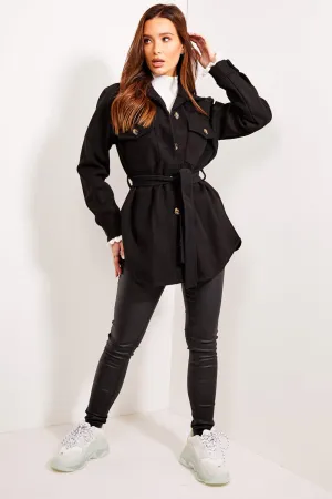 Saylor Black Belted Oversized Shacket