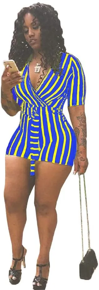 Sexy Two Piece Shorts Set - African Floral Jumpsuits Rompers Vacation Club Outfit