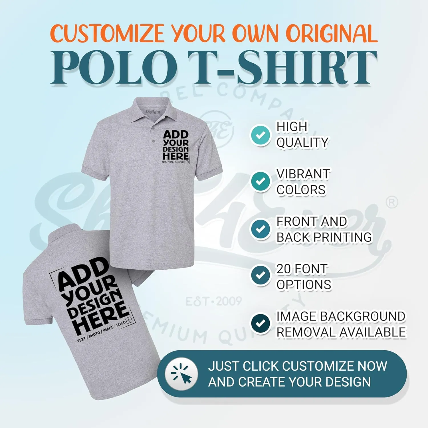 shop4ever Personalized Custom Design Your Own Polo Shirt