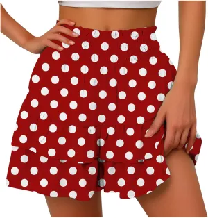 Shorts for Women High Waisted Floral Ruffled Flowy Skorts Flared Mini Skirts Teen Gilrs Summer Casual Clothes