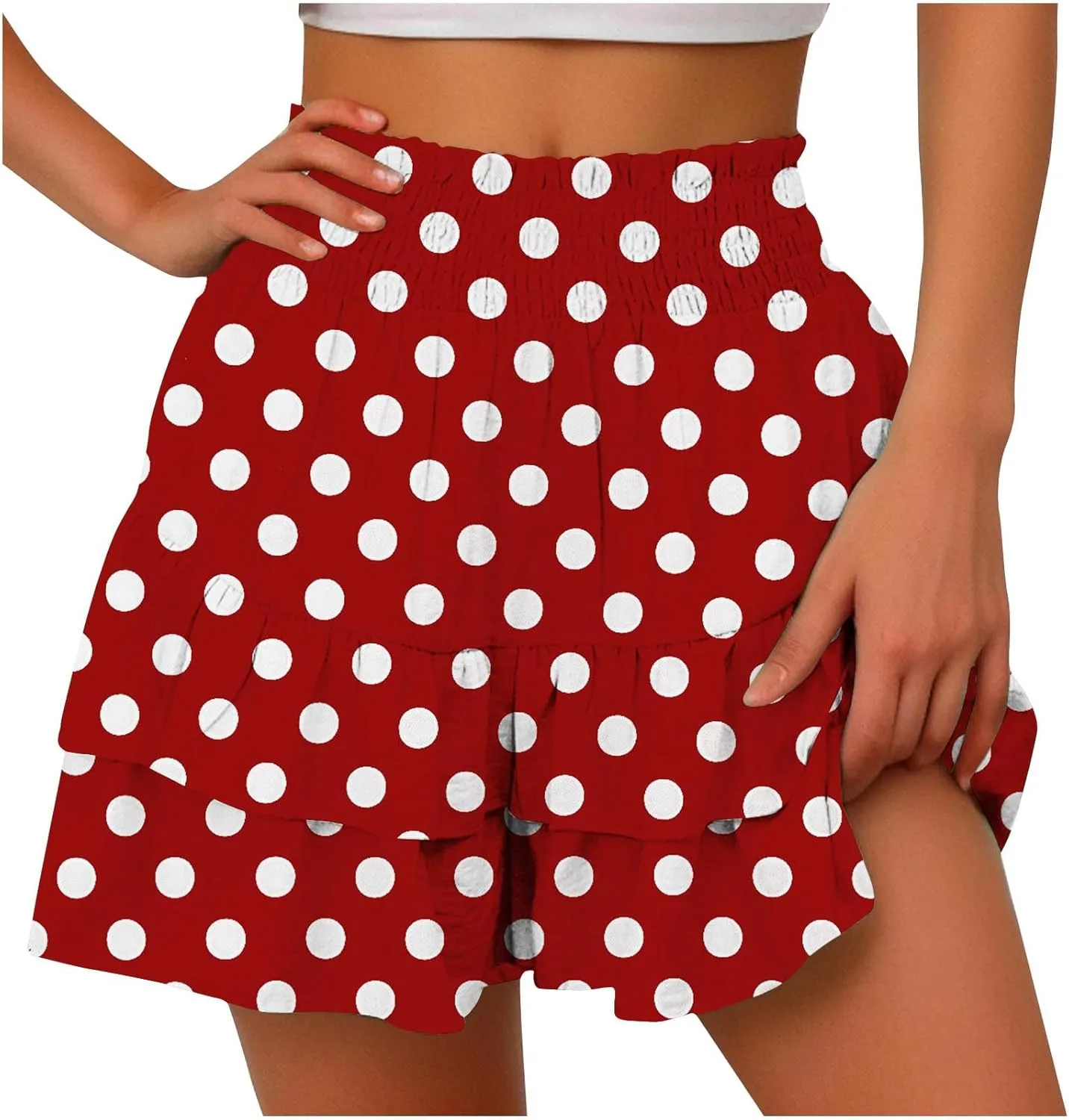 Shorts for Women High Waisted Floral Ruffled Flowy Skorts Flared Mini Skirts Teen Gilrs Summer Casual Clothes