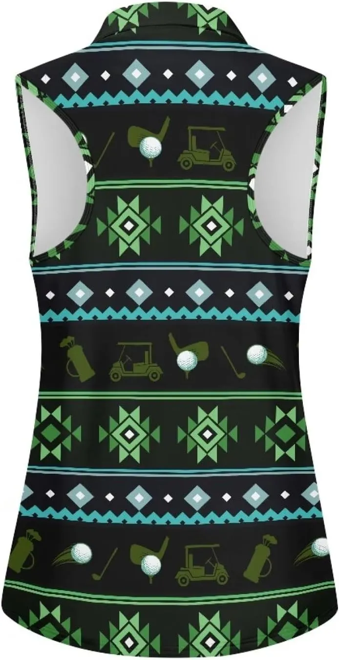 Sleeveless Golf Polo Shirts for Women, Zip Women Sleeveless Golf Shirt, Tank Tops Polo Shirts for Summer