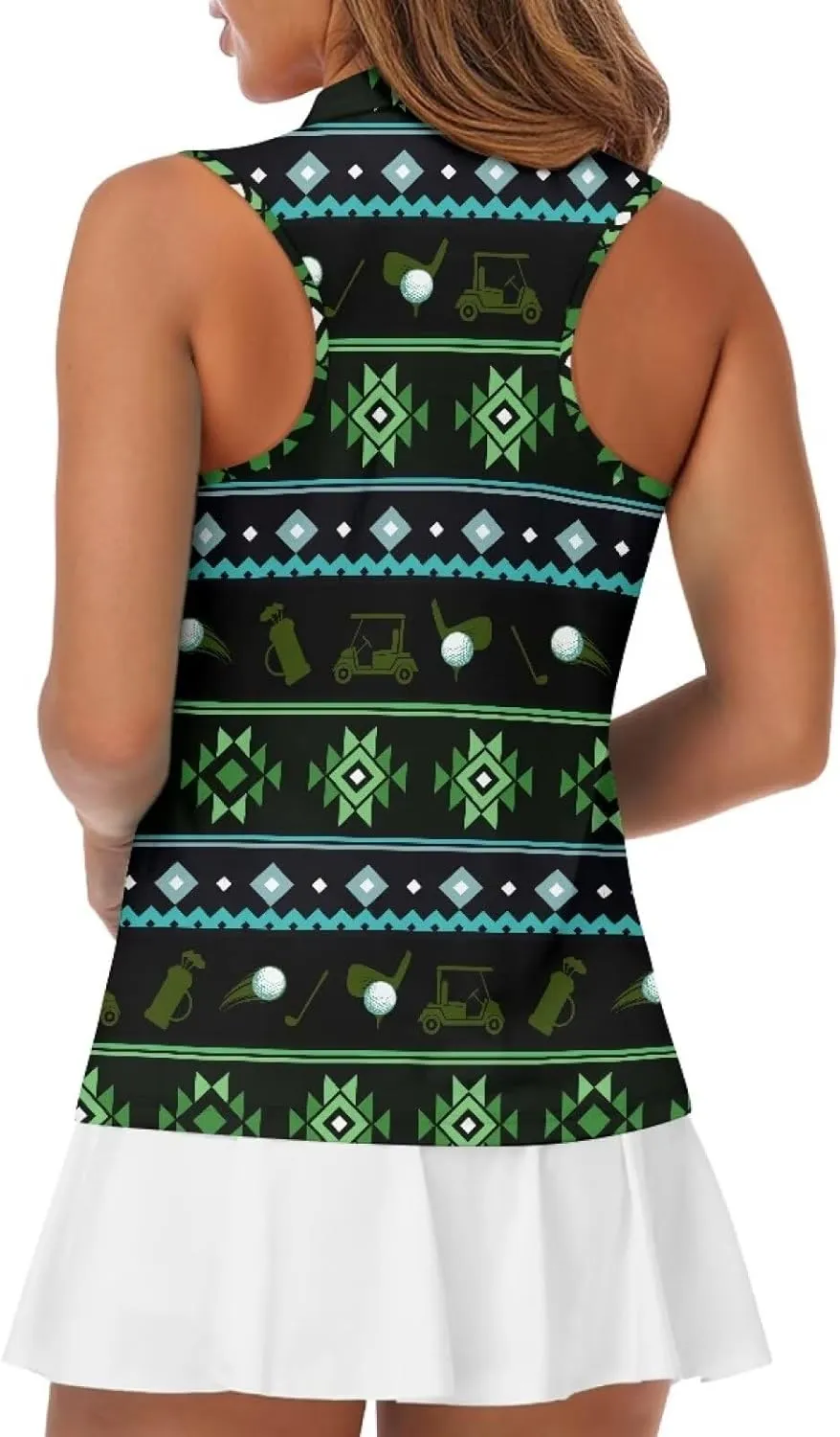 Sleeveless Golf Polo Shirts for Women, Zip Women Sleeveless Golf Shirt, Tank Tops Polo Shirts for Summer