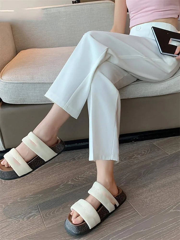 Solid Harem Pants for Women High Waisted Fashion Straight Pants Office Chic Casual Suits Pants