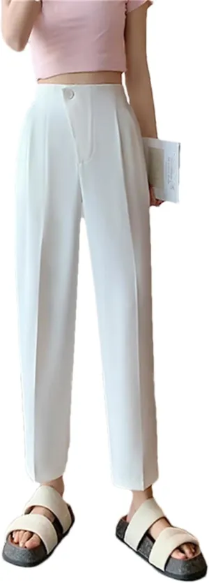 Solid Harem Pants for Women High Waisted Fashion Straight Pants Office Chic Casual Suits Pants