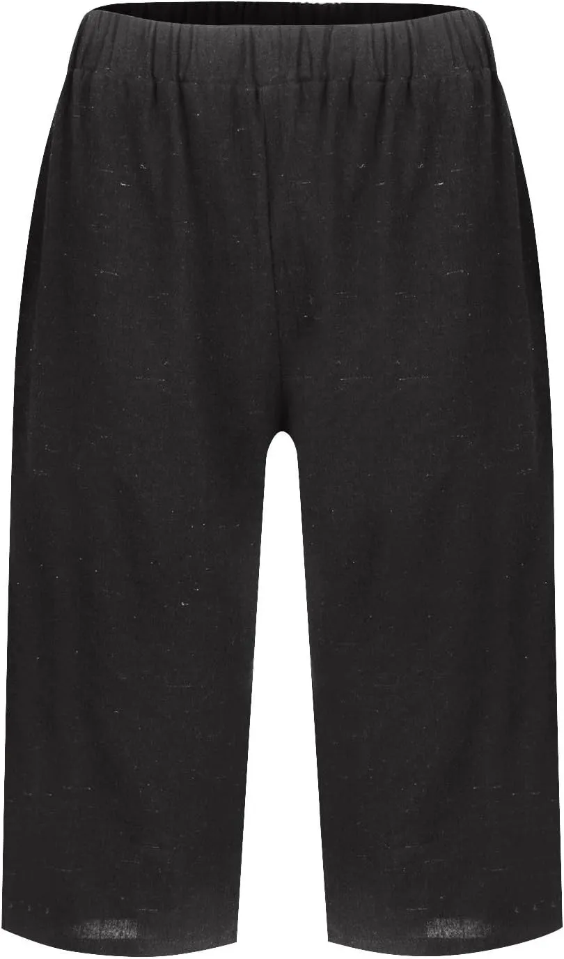 Summer Bermuda Shorts for Women Knee Length 2024 Trendy Linen Shorts Lightweight Casual Beach Short Pants w/Pockets