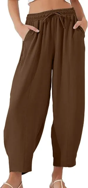 Summer Pants for Women 2024 High Waisted Pants Baggy Harem Pants Loose Casual Pants Comfy Trousers with Pockets