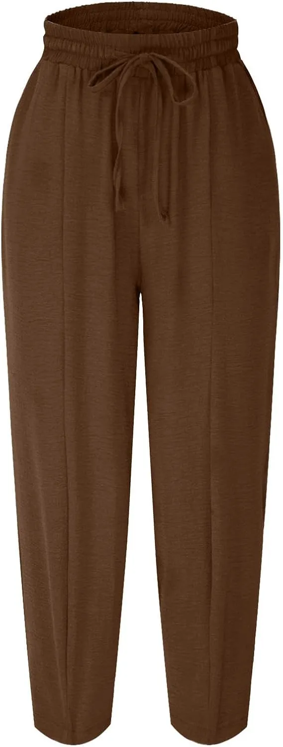 Summer Pants for Women 2024 High Waisted Pants Baggy Harem Pants Loose Casual Pants Comfy Trousers with Pockets