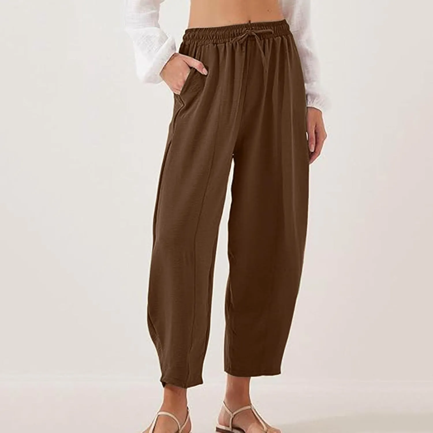 Summer Pants for Women 2024 High Waisted Pants Baggy Harem Pants Loose Casual Pants Comfy Trousers with Pockets