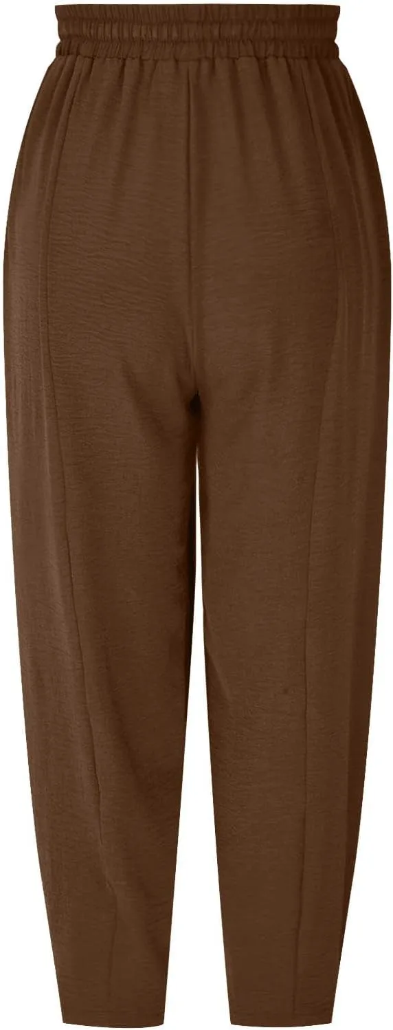 Summer Pants for Women 2024 High Waisted Pants Baggy Harem Pants Loose Casual Pants Comfy Trousers with Pockets