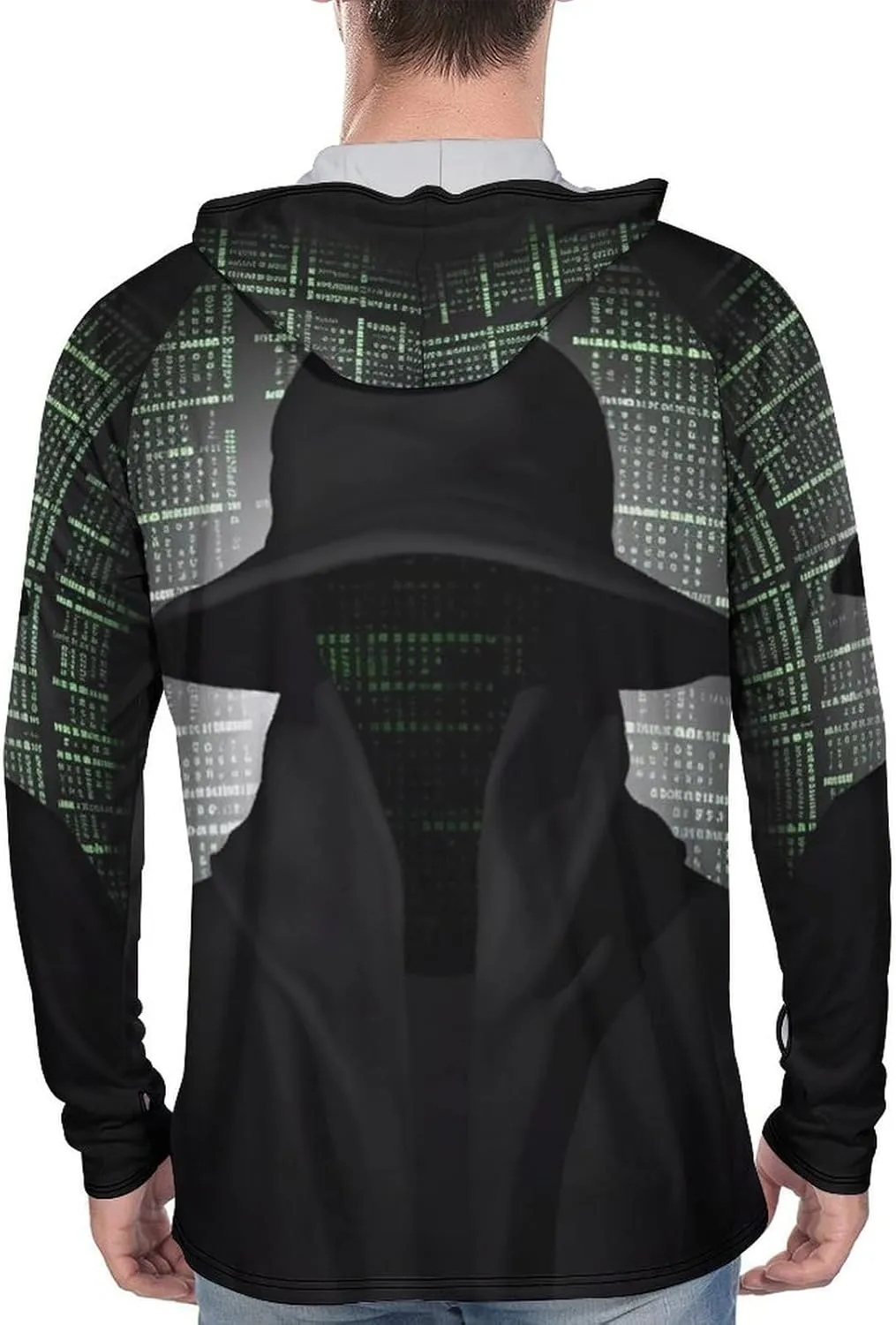 Sun Protection Shirt Long Sleeve Hoodie Black Hat Dark Side Hacker Lightweight Rash Guard Quick Dry Sun Shirt for Outdoor