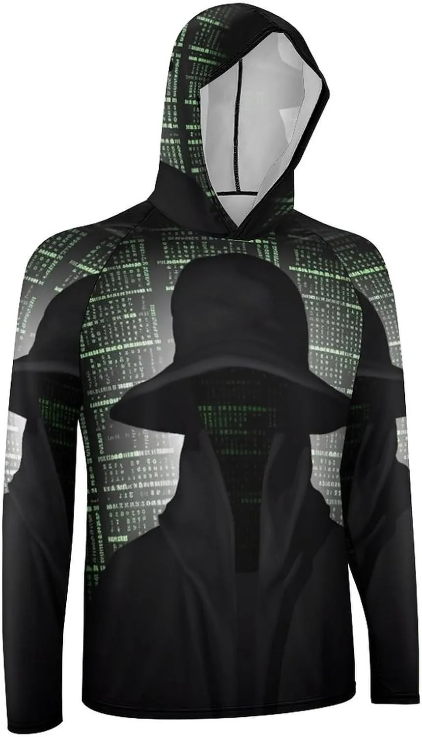 Sun Protection Shirt Long Sleeve Hoodie Black Hat Dark Side Hacker Lightweight Rash Guard Quick Dry Sun Shirt for Outdoor