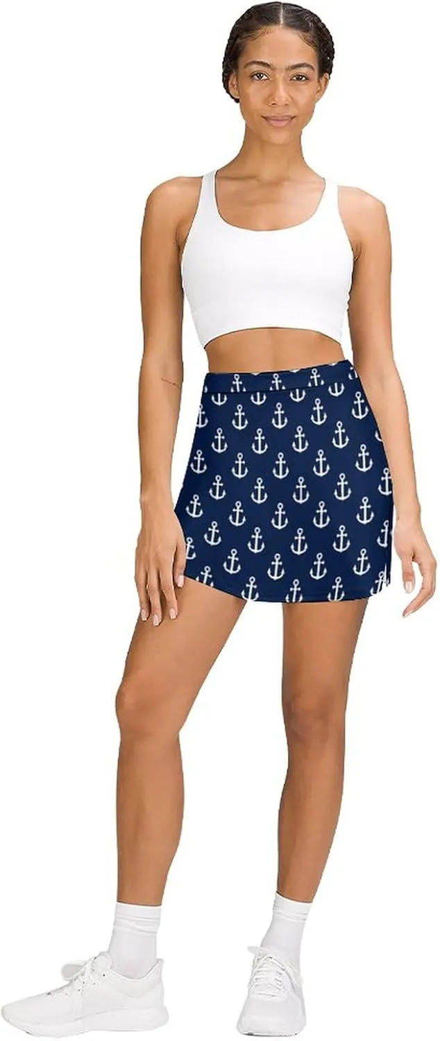 Supdreamc Women Tennis Skirts Inner Shorts Elastic Sports Golf Skorts with Pockets