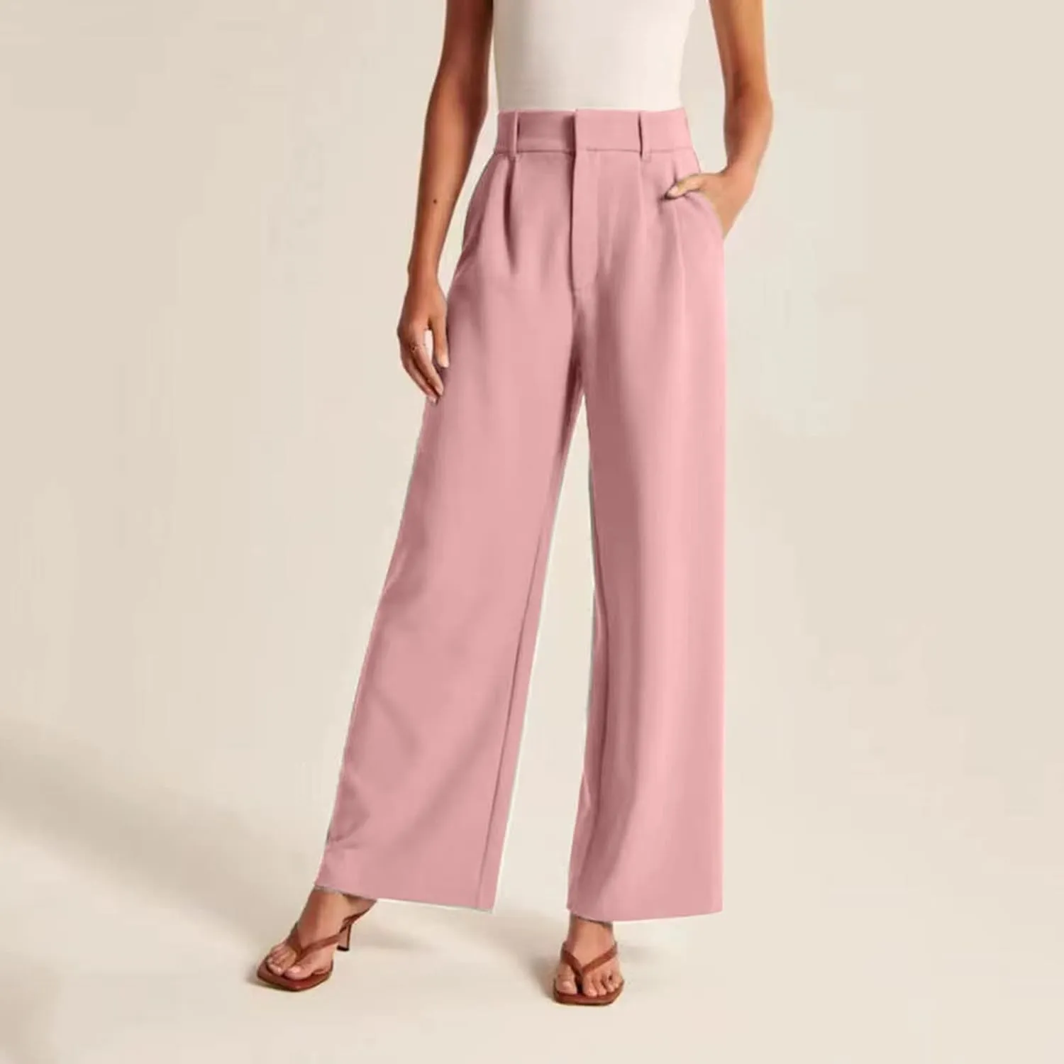 Sweatpants Women Business Summer Tummy Control Casual Solid High Waist Dress Pants Trouser Pants Comfortable Flowy