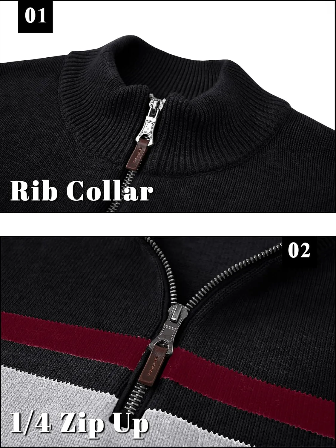 TACVASEN Mens Sweater Quarter Zip Pullover Cotton Long Sleeve Sweaters Striped Causal Pullovers Fall Winter Sweatshirt
