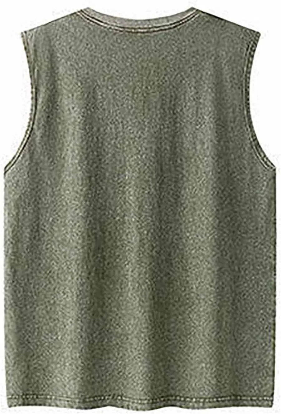 Tank Tops Men Cotton Vintage Workout Gym Sleeveless Cut Off Muscle Shirt Wash T-Shirt Running Beach Loose Fit Tees