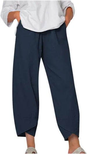 TARIENDY Casual Pants for Women High Waisted Wide Leg Summer Trousers Plus Size Loose Lounge Vacation Outfits with Pockets