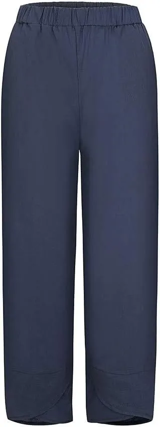 TARIENDY Casual Pants for Women High Waisted Wide Leg Summer Trousers Plus Size Loose Lounge Vacation Outfits with Pockets
