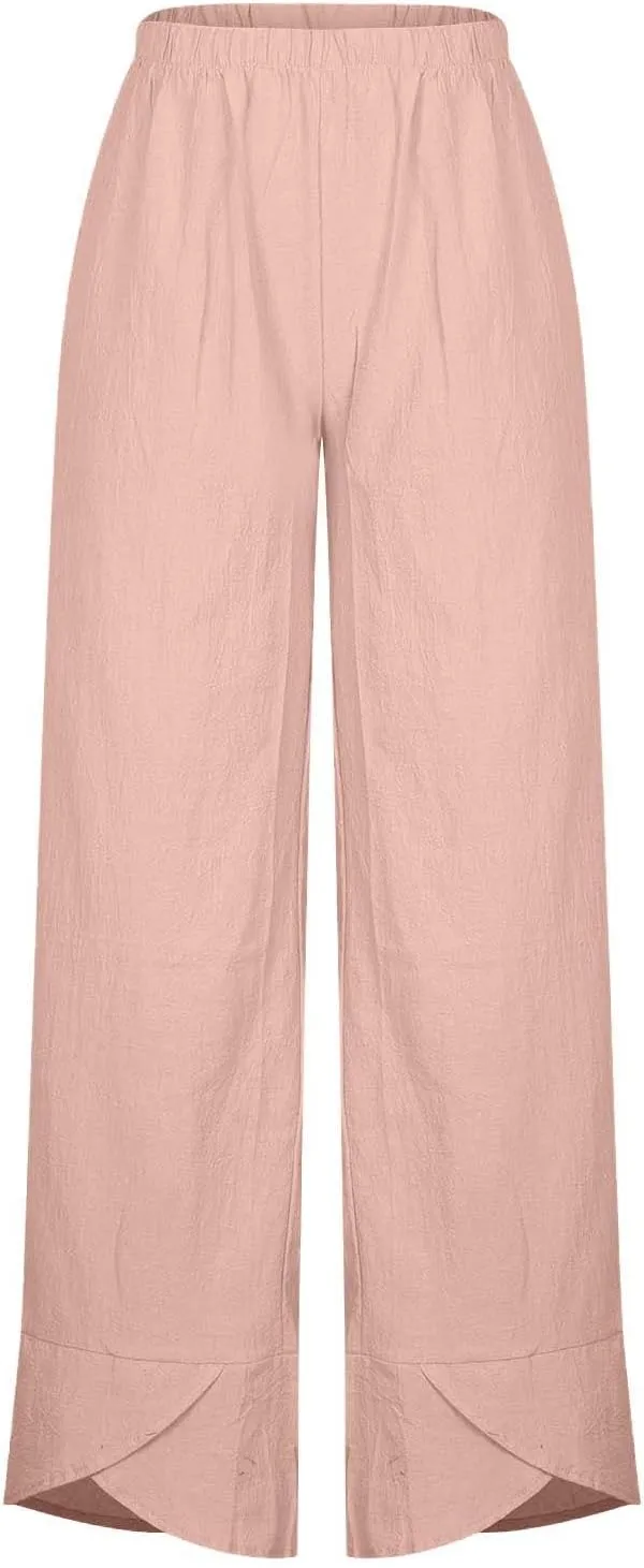 TARIENDY Summer Pants for Women Plus Size Wide Leg High Waisted Trousers Casual Beach Pant Lounge Vacation Outfits 2025