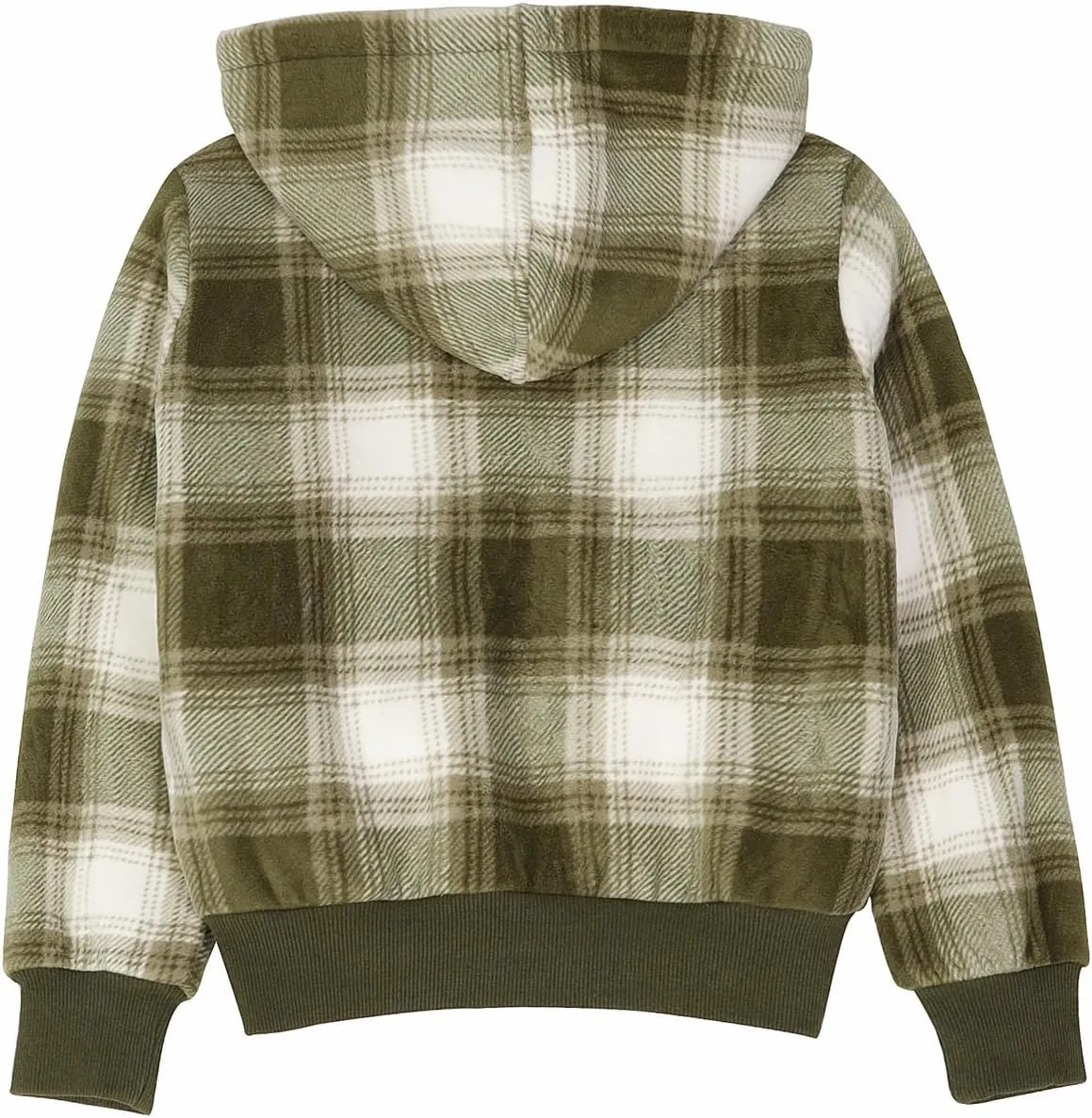 ThCreasa Kids Sherpa Fleece Lined Hoodie Jacket,Zip-Up Hooded Plaid Sweatshirt Jackets